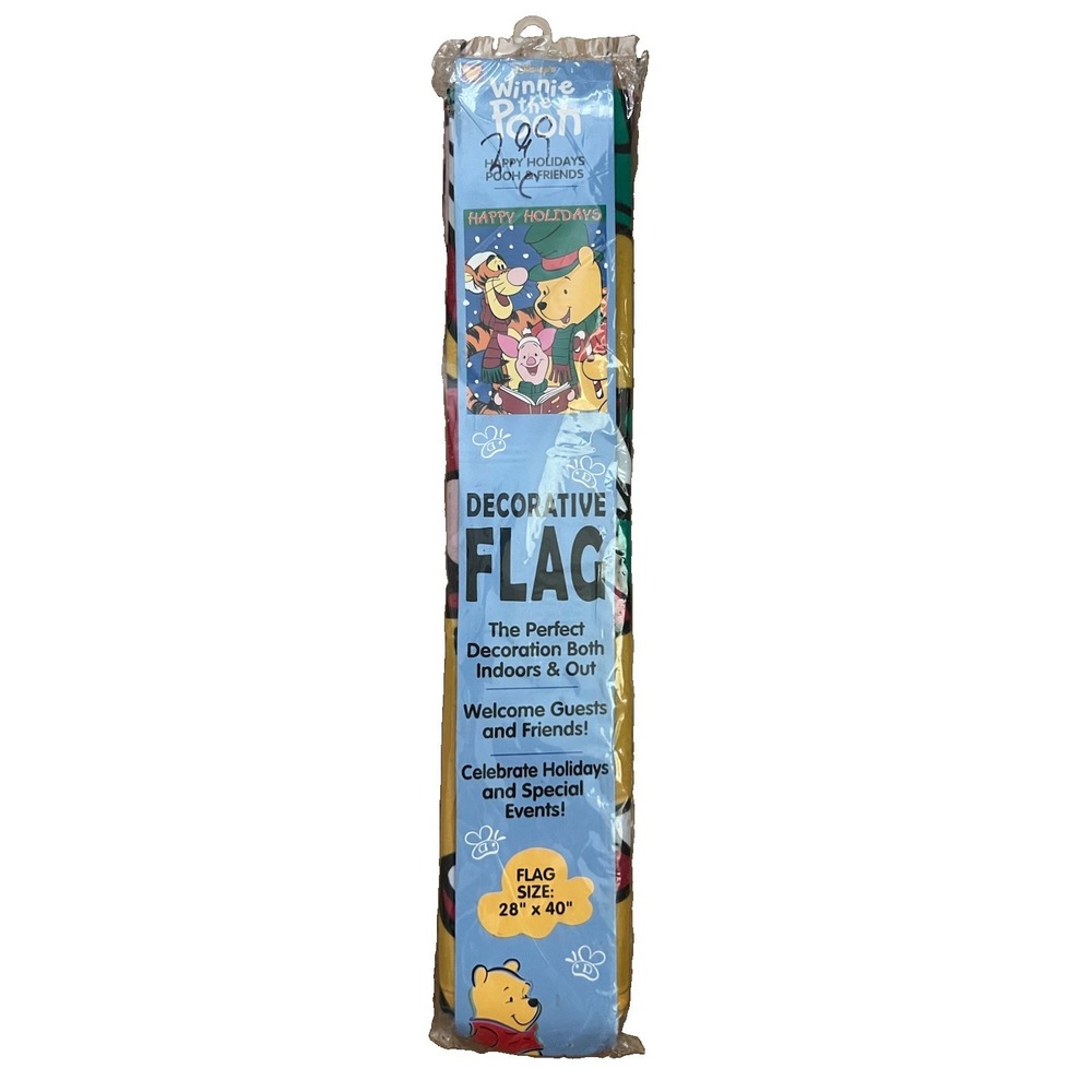Vintage 2000 Winnie The Pooh Happy Holidays  Decorative Flag 28"x40" NOS Sealed
